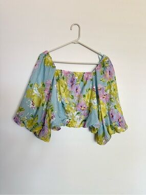 Calypso St. Barth Floral Off-Shoulder Crop Top